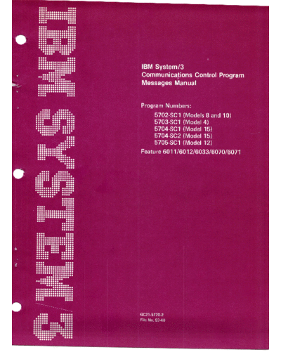 GC21-5170-2_IBM_System3_CommunicationControlProgramMessagesManual_Sep79