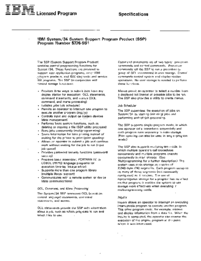 GC21-7702-1_5726-SS1_System_34_System_Support_Program_Specifications_Jul78