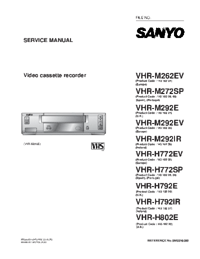 Sanyo_VHR-M262EV_VHR-M272SP_VHR-M292E_VHR-H772EV_VHR-M292EV_VHR-M292IR_VHR-H772SP_VHR-H792E_VHR-H792IR_VHR-H802E_[SM]