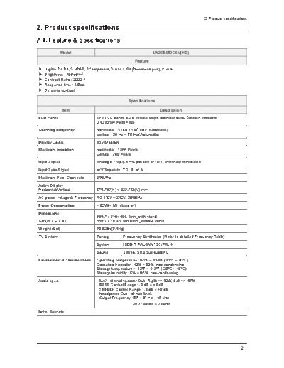 Samsung_LN26B450_LN32B450_LN37B450_LN40B450_LN32B460_LN32B530_LN37B530_LN40B530_LN46B530_N70A_Product Specification_[SM]