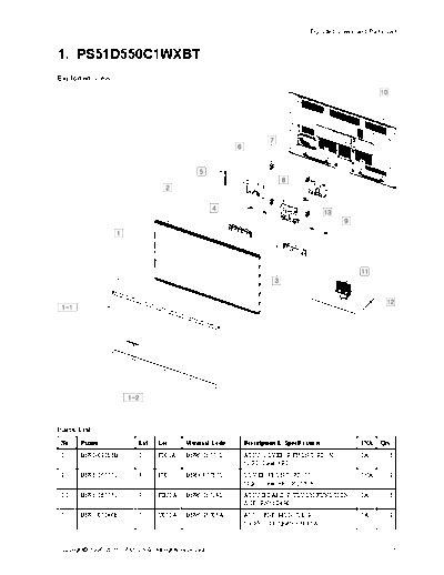 Samsung_PS51D550C1WXBT_F82A_Exploded_View_Parts_List(map) N102_[SM]