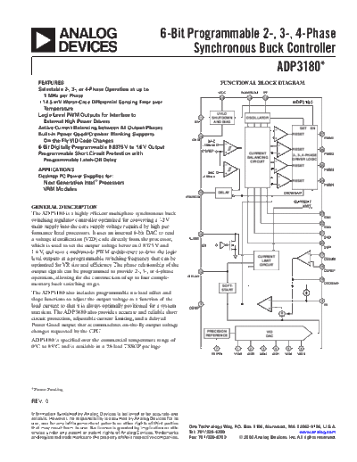 ADP3180 - 6-Bit Programmable 2-, 3-, 4-Phase Synchronous Buck Controller