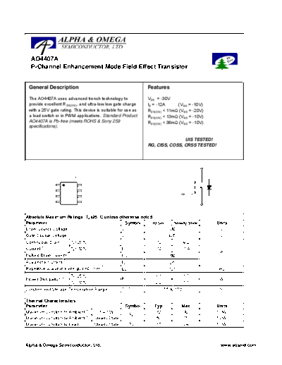 AO4407A - P-Channel Enhancement Mode Field Effect Transistor