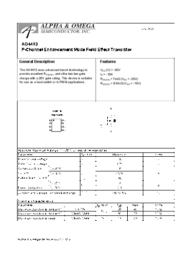 AO4413 - P-Channel Enhancement Mode Field Effect Transistor