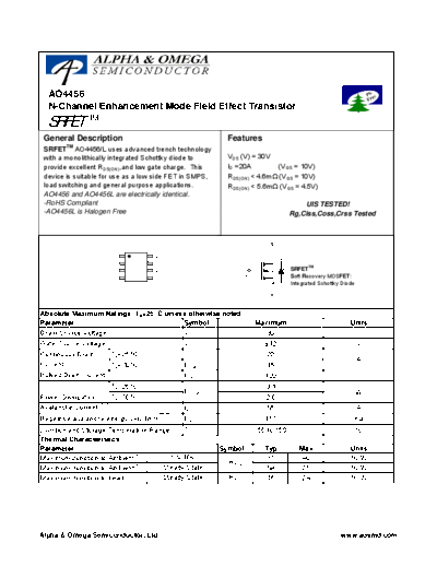 AO4456 - N - Channel Enhancement Mode Field Effect Transistor
