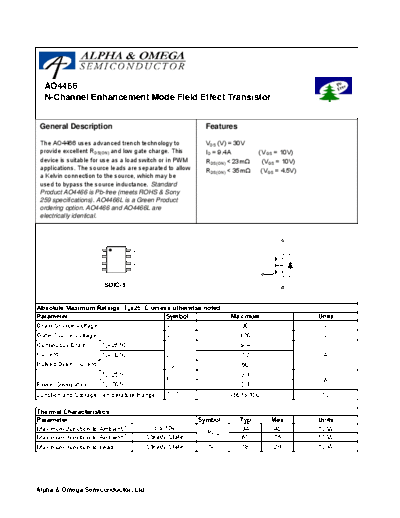 AO4466 - N-Channel Enhancement Mode Field Effect Transistor