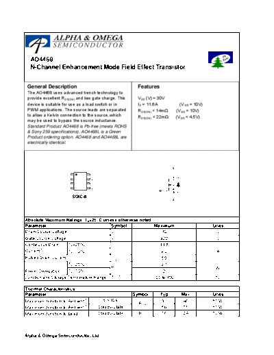 AO4468 - N-Channel Enhancement Mode Field Effect Transistor