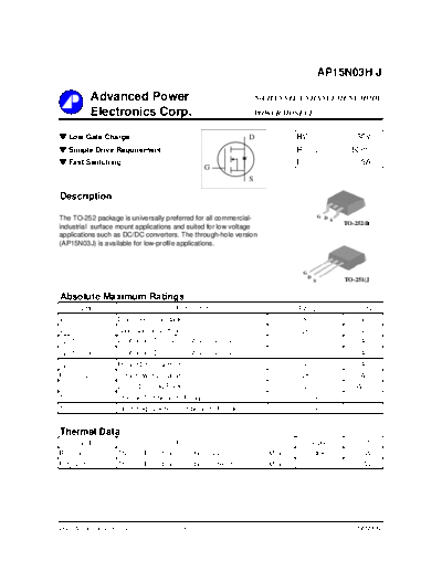 AP15N03H - N-CHANNEL ENHANCEMENT MODE