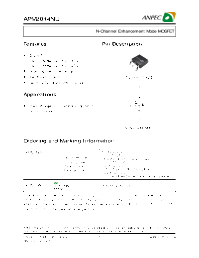 APM2014NU - N-Channel Enhancement Mode MOSFET - Anpec Electronics Coropration