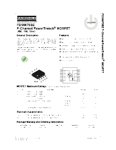 FDS6675BZ_08 - P-Channel PowerTrench MOSFET