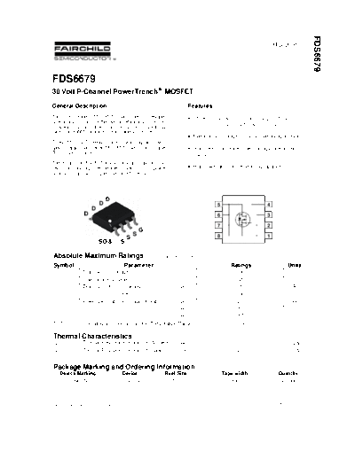 FDS6679 - 30 Volt P-Channel PowerTrench MOSFET