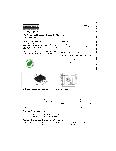 FDS6679AZ - P-Channel PowerTrench MOSFET -30V, -13A, 9mOhm