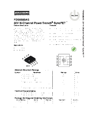 FDS6680AS_08 - 30V N-Channel PowerTrench SyncFET - Fairchild Semiconductor