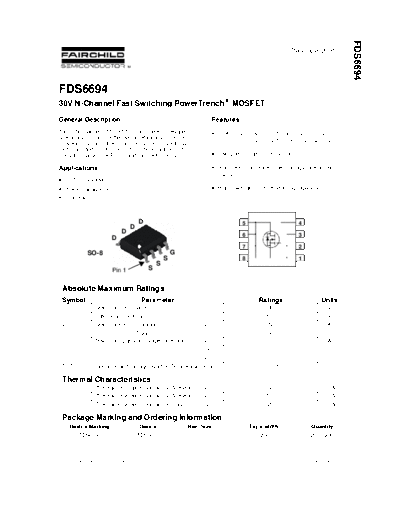 FDS6694 - 30V N-Channel Fast Switching PowerTrench MOSFET