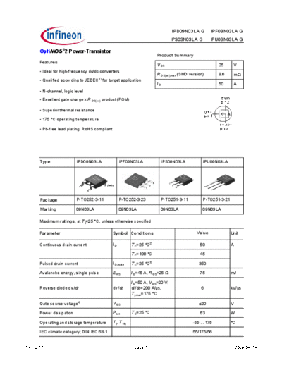 IPD09N03LA G IPF09N03LA G IPS09N03LA G IPU09N03LA G Rev2.12_G