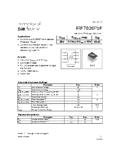 IRF7836PBF - N Channel - HEXFET Power MOSFET