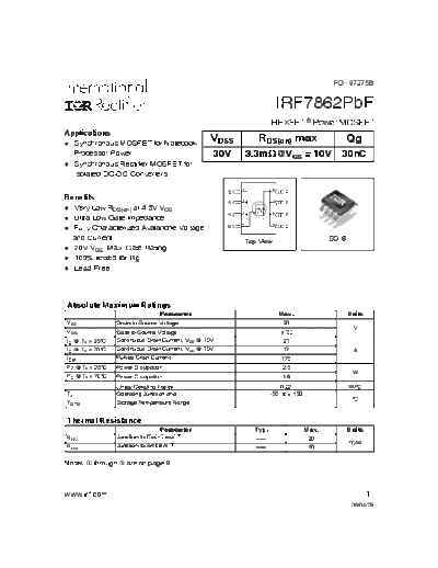 IRF7862PbF - N - HEXFET Power MOSFET