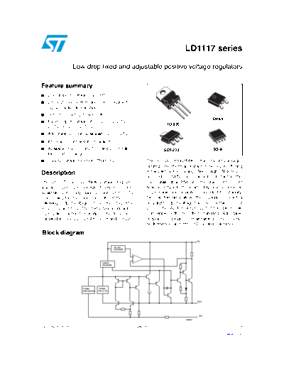 LD1117 - LOW DROP FIXED AND ADJUSTABLE POSITIVE VOLTAGE REGULATORS