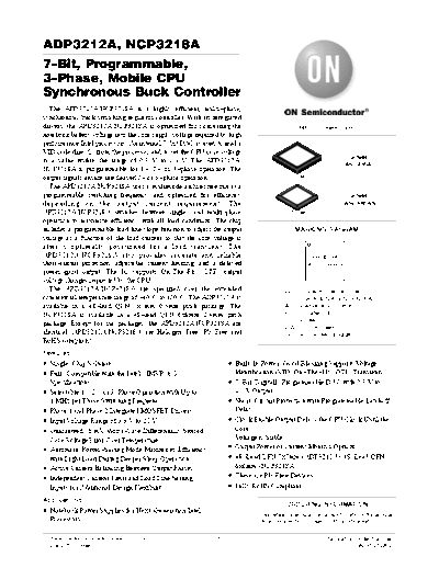 NCP3218A Datasheet (PDF) - ON Semiconductor - 7-Bit, Programmable, 3-Phase, Mobile CPU Synchronous Buck Controller