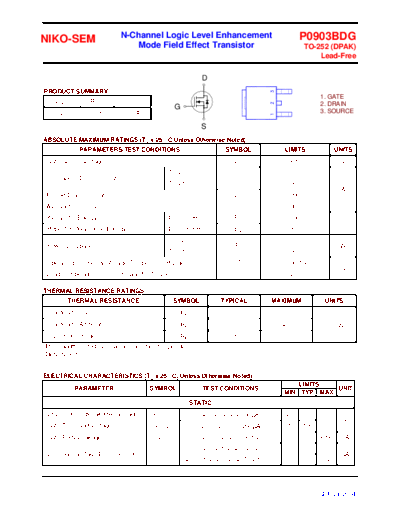 P0903BDG - N-Channel Logic Level Enhancement Mode Field Effect Transistor