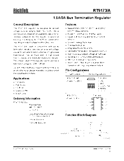 RT9173ACM5 - 1.5A-3A Bus Termination Regulator
