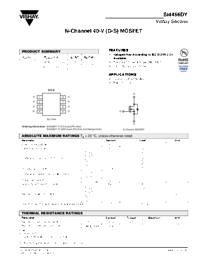 SI4456DY - N-Channel Enhancement Mode Field Effect Transistor
