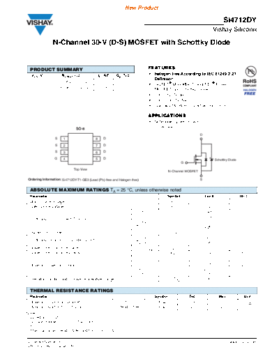 SI4712DY - N - Channel 30-V (D-S) MOSFET with Schottky Diode