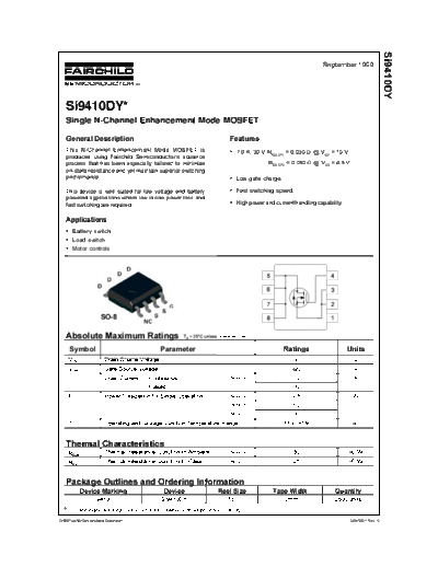 SI9410DY - Single N-Channel Enhancement Mode MOSFET
