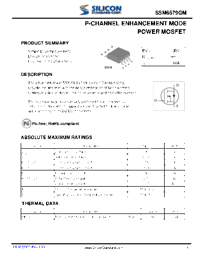 SSM6679GM - P-CHANNEL ENHANCEMENT MODE POWER MOSFET