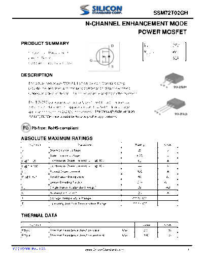 SSM72T02GH - N-CHANNEL ENHANCEMENT MODE POWER MOSFET