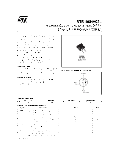 STB100NH02L ST B100NH02L
