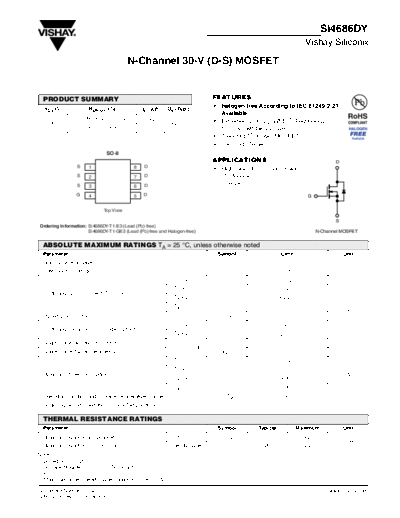 Si4686DY - N-Channel 30-V (D-S) MOSFET