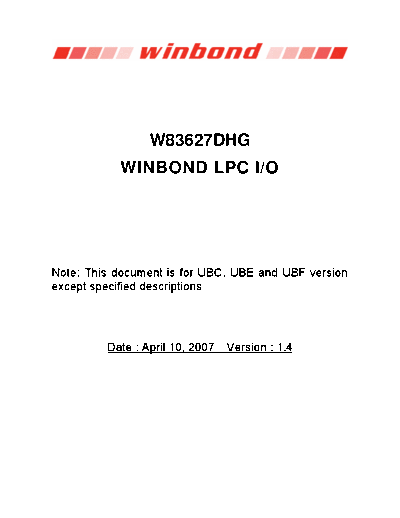 W83627DHG - WINBOND LPC IO