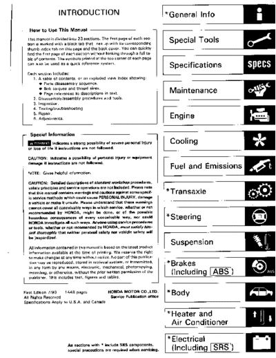 Acura Integra 1994-1997 Service Manual
