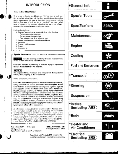 Acura Integra 1998-2001 Service Manual
