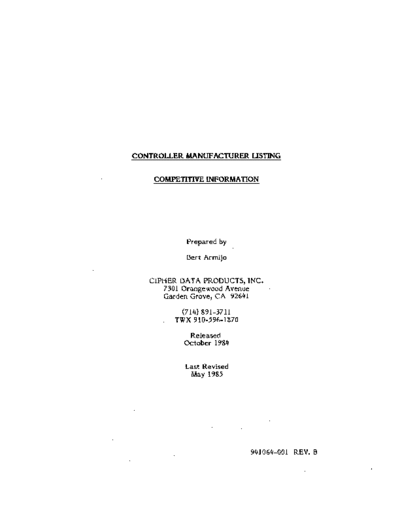 Cipher_Controller_Manufacturer_Listing_May85