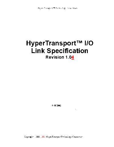 HyperTransport IO Link Specification. [rev.1.04].[2002-05-30].marked