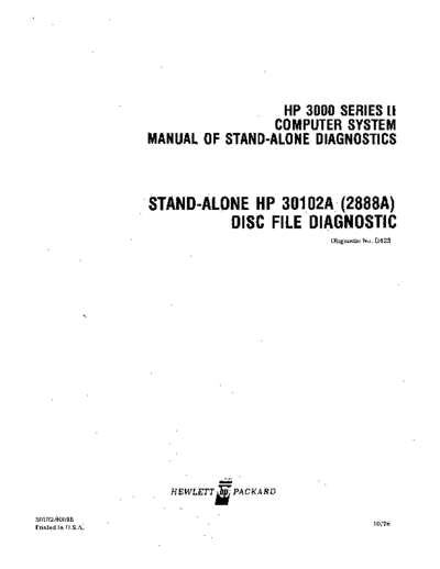 30102-90015_Stand-Alone_HP_30102A_(2888A)_Disc_File_Diagnostic_Oct1976