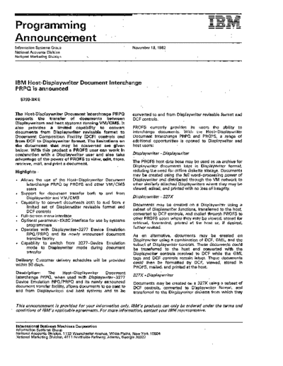 5799-BKE_Host-Displaywriter_Document_Interchange_Nov82