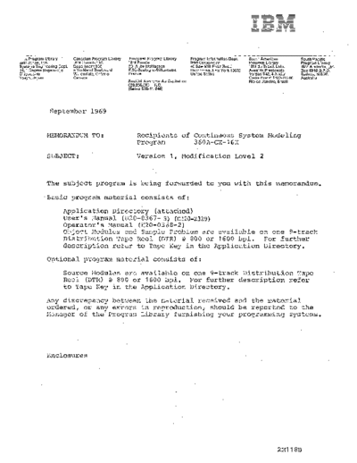 CSMP_Version_1_Level_2_Release_Notes_Sep69