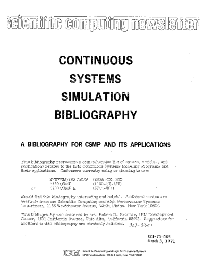 SCI-71-005_A_Bibilography_for_CSMP_and_its_Applications_Mar71