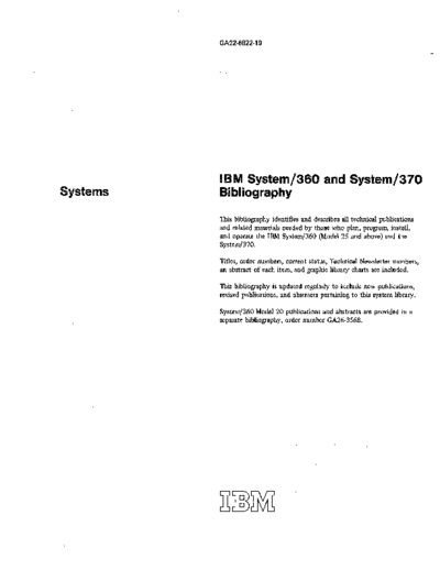 GA22-6822-19_System_360_and_System_370_Bibliography_Aug72