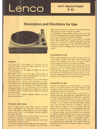 Lenco-B52-userManual-1968-en