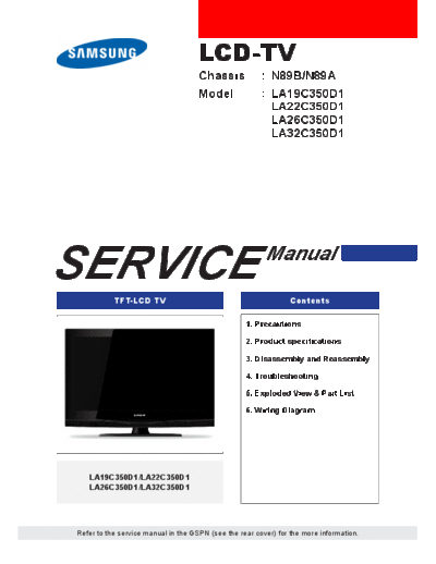 Samsung+LA32C350D1+Chassis+N89B,+N89A