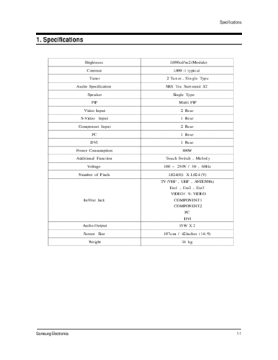 PS42P4AXXEC_D68A_specifications