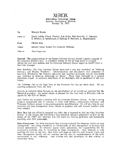 19770119_January_Status_Report_For_Common_Software