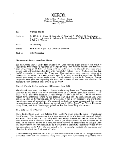 19770615_June_Status_Report_For_Common_Software