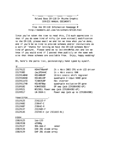 Boss DR-110 Service Manual