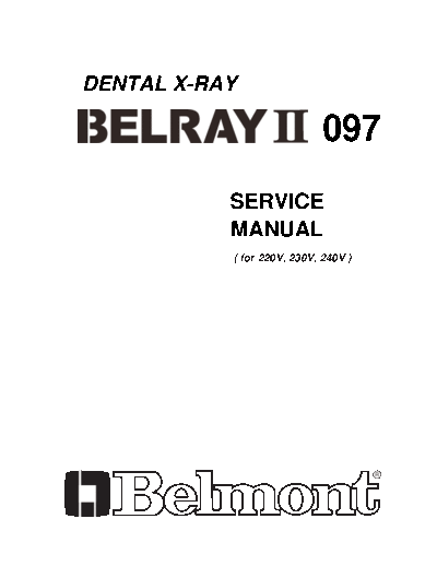 Belmont Belray II Dental X-Ray - Service manual