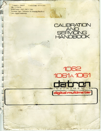 _INCOMPLETE_Datron 1061 1061a 1062 Service Manual complete with schematics and partlist